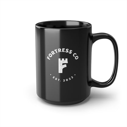 Fortress Logo - Black Mug, 15oz