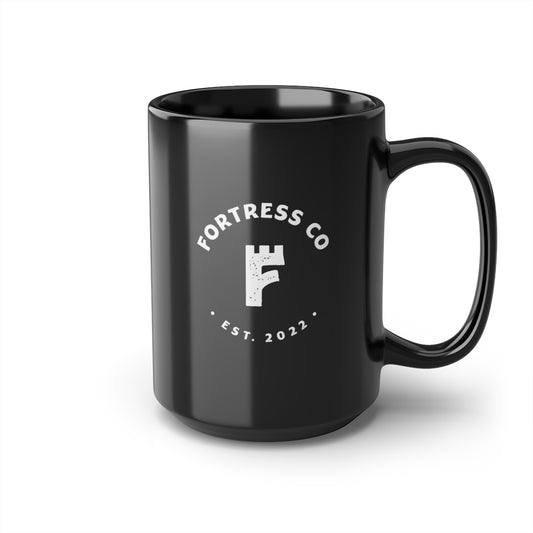 Fortress Logo - Black Mug, 15oz