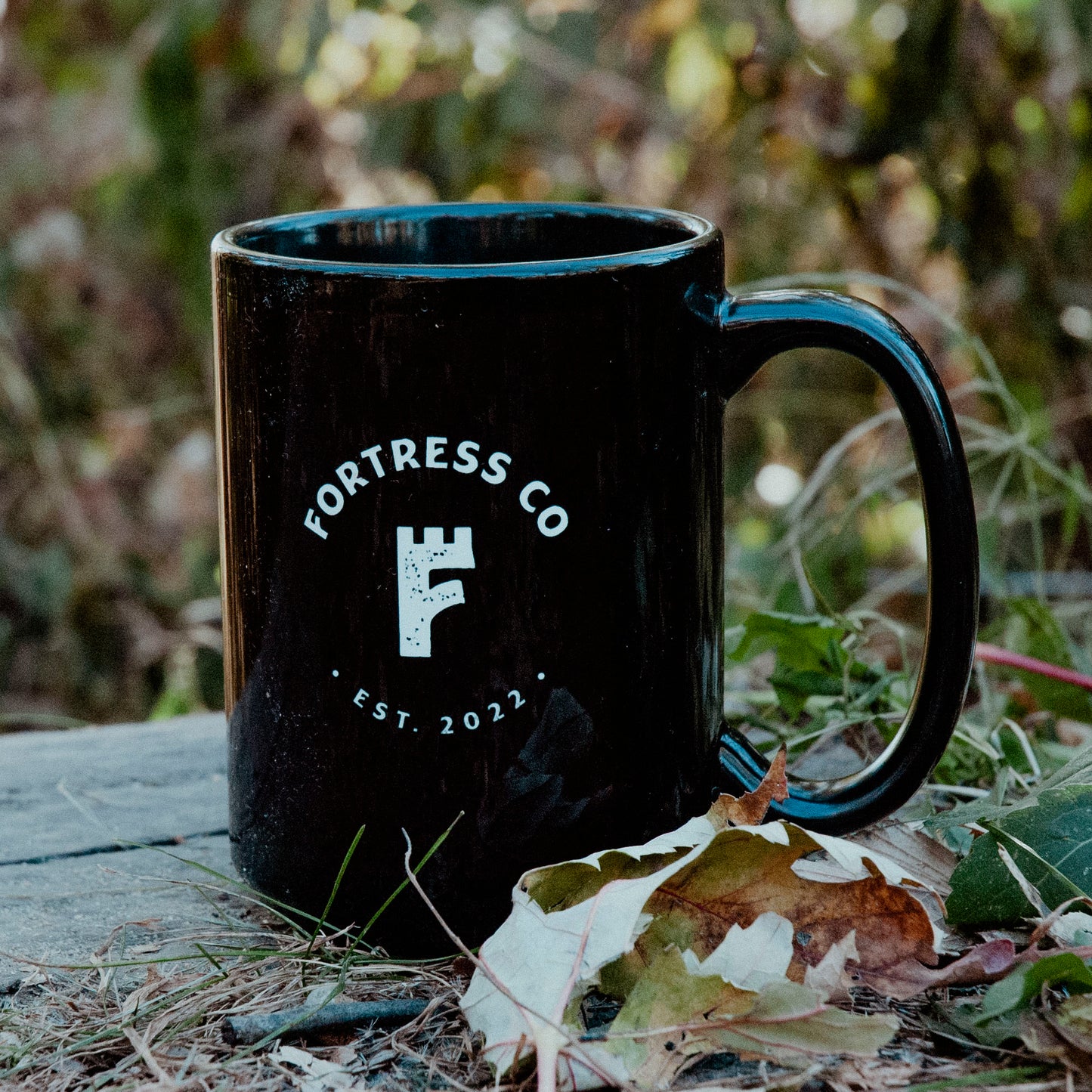 Fortress Logo - Black Mug, 15oz